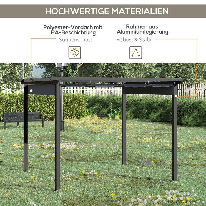 Produktbild Swisshandel24 Pergola 2,95x2,95 m Pavillon Terrassenüberdachung mit Schiebedach Aluminium Polyester Grau (295 cm, 295 cm)