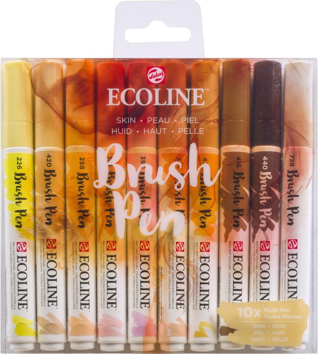 Produktbild Talens Ecoline Brush Pen Set 11509816 ass. Skin 10 Stück (Pastellrot, Sepia hell, Sepia Dunkel, Sepia, Pastellrosa, Pastellgelb, Beige, Rosa beige, Aprikose, 10 x)
