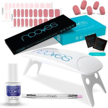 Nooves Starter Kit Beauty Rose UV/LED Nail Lamp Gel Top Coat Glossy Gel Nail Sticker (Nagellacktrockner, Rosa)