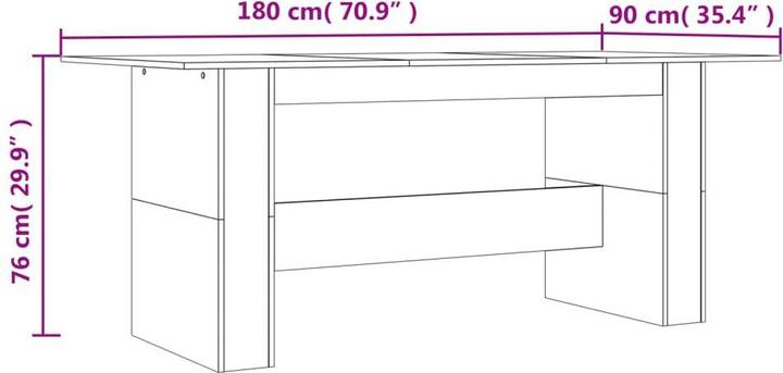 Actual product image VidaXL Esstisch Räuchereiche 180x90x76 cm Holzwerkstoff,Farbe (180 x 90 x 76 cm)