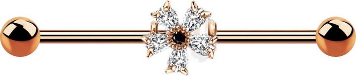 Produktbild Star Piercing Barbell rosegold mit Kristallblume (Chirurgenstahl 316L, Messing)