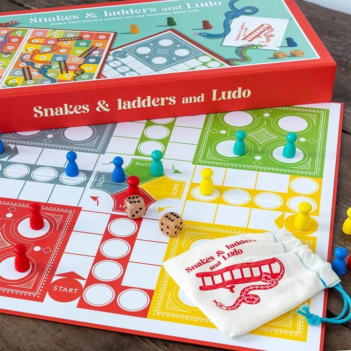 Actual product image Rex London double-sided board games ludo and snakes and ladders