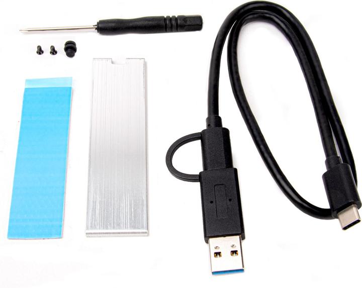 Produktbild Silverstone Technology SST-MS13 - USB-C-3.2-Gen2-10-Gbps-NVMe- / SATA-M.2-SSD-RGB-Gehäuse, 71175, Sc (M.2 2230)
