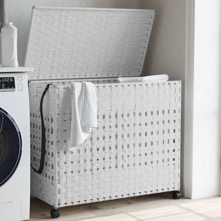 Actual product image VidaXL Laundry basket with castors White 66x35x60 cm Rattan, colour