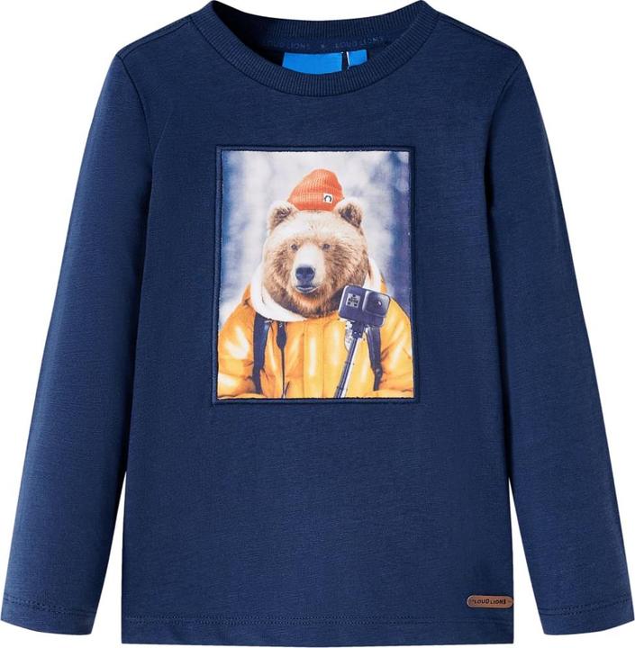 Image du produit VidaXL T-shirt manches longues enfant bleu marine mélangé 140,Matière : 100 (140)