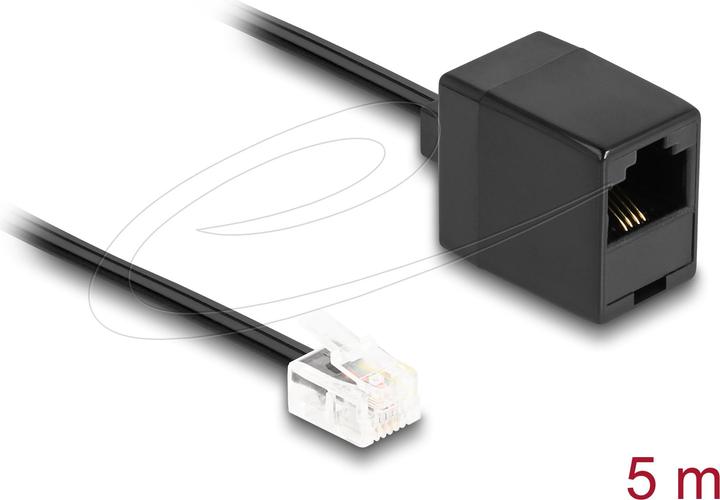 Actual product image Delock Telephone cable RJ11 plug to RJ45 socket black 5 m