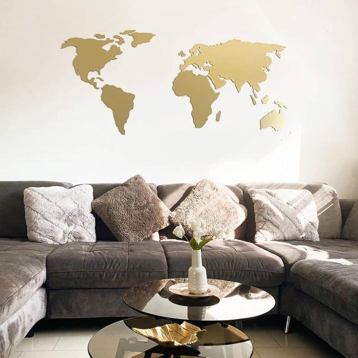 Immagine prodotto Trenddeko Mappa del mondo 3D con effetto oro (99 x 200 cm)