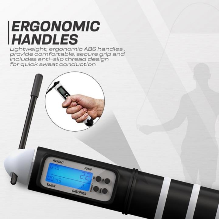 Immagine prodotto Rdx Digitaler Kalorienverbrauch & Workout Zähler 3m10 Verstellbares Springseil (310 cm)