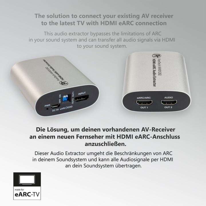 Actual product image FeinTech VAX01202 HDMI eARC Audio Extractor & Splitter