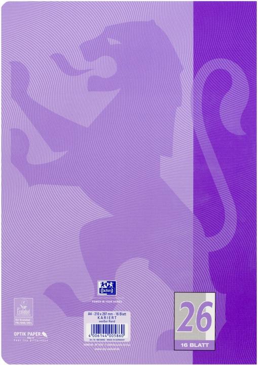 Produktbild Oxford Schulheft, A4, Lineatur 26 (A4, Kariert, Weicher Einband)