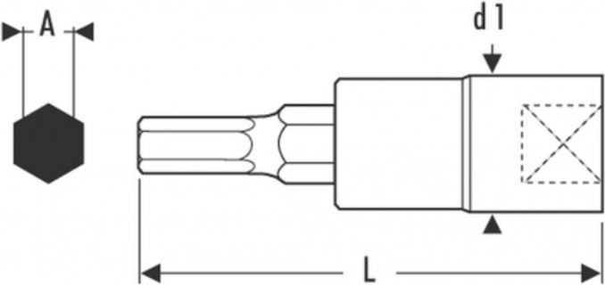 Actual product image DOUILLE TOURNEVIS 3/8" POUR VIS 6 PANS CREUX - 10MM. (10 mm)