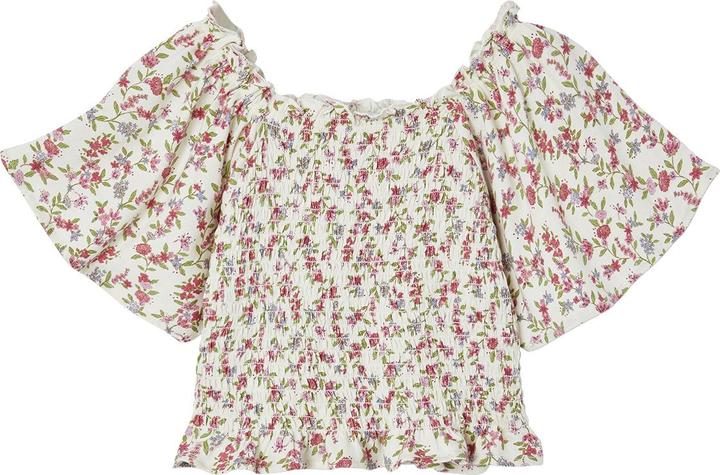 Vertbaudet Gesmoktes Mädchen T-Shirt mit Blumen