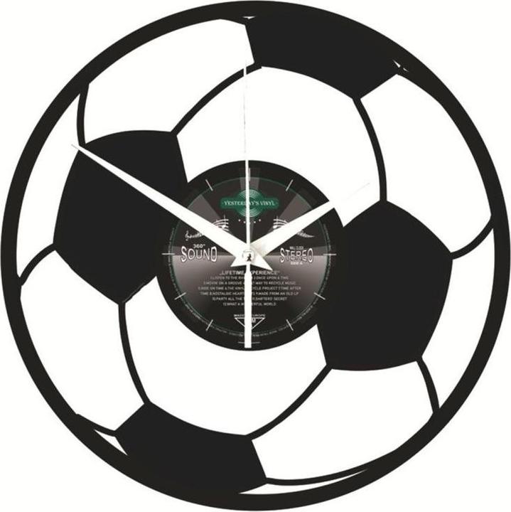 Immagine prodotto Orologio da parete in vinile Yesterday's Football Ø 30 cm, Oro/Nero, Forma: Rotondo (30 cm)