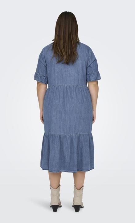 Produktbild Only Locker geschnitten V-Ausschnitt Glockenärmel Kurzes Kleid Jeanskleid (46)