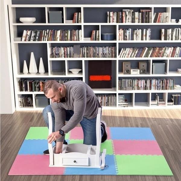 Immagine prodotto One Tappetino pieghevole per allenamento Fitness MP10 verde-blu-rosso, 60x60x1,0cm (9 pezzi) (10 mm)