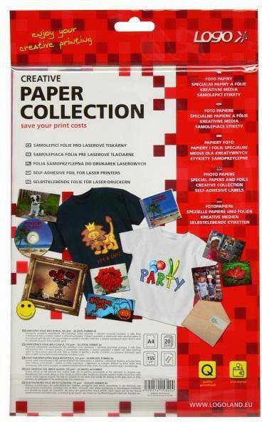 Logo Selbstklebendes Papier, weiss, glänzend, A4, 155 g (20 x)