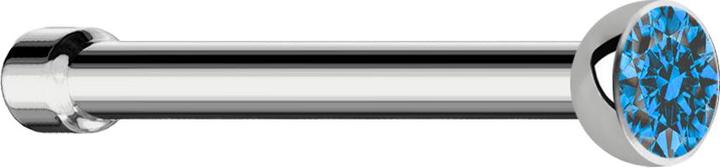 Image du produit Star Piercing Clou de nez droit argenté avec cristal bleu clair (Titane G23, sans laiton)