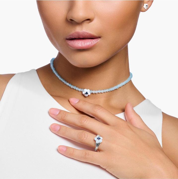 Image du produit Thomas Sabo Bague fleur avec pierre bleue argent (54, Argent 925)