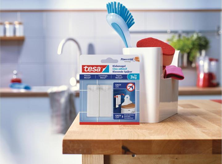 Actual product image tesa Adhesive nail for tiles & metal, 3kg holding power, can be removed without a trace & reused, 4 nails