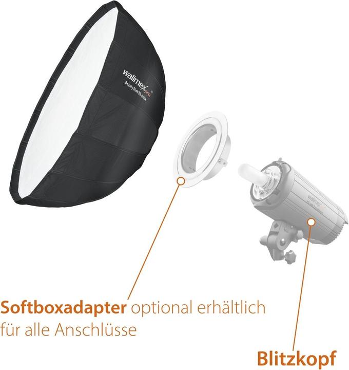 Produktbild Walimex pro Pro Studio Line Beauty Dish Softbox QA105 für Profoto (Softbox, 105 cm)