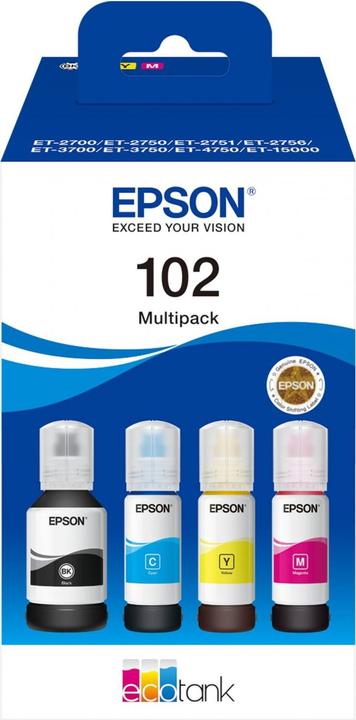 Epson 102 EcoTank 4 couleurs multipack (M, Y, CF, C)