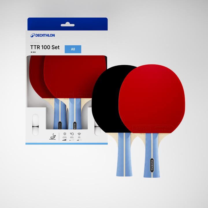 Produktbild Kuikma Set 2 Tischtennisschläger - TTR 100 Vielseitig 3* ITTF Schule und Bälle
