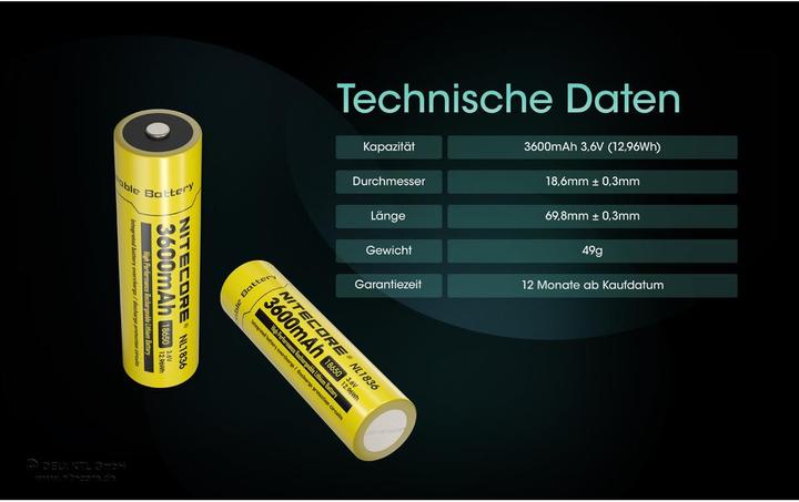 Produktbild Nitecore Li-Ion Akku Typ 18650 - 3600mAh - NL1836