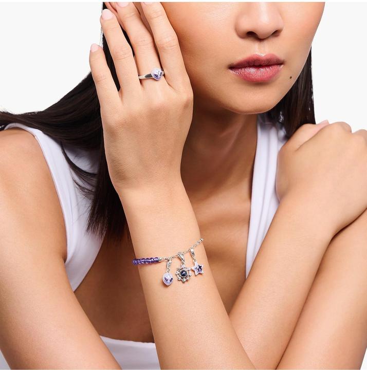 Actual product image Thomas Sabo Member Charm Bracelet with Links and Imitation Amethyst Silver (19 cm, Enamel, 925 silver)