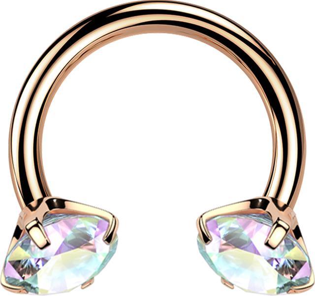 Produktbild Star Piercing Micro Circular Barbell Innengewinde rosegold zwei Kristalle multicolor gefasst (ohne Messing, Titan G23)
