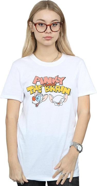 Actual product image Universal Textiles Womens/Ladies Pinky And The Brain Heads Cotton Boyfriend T-Shirt (S)