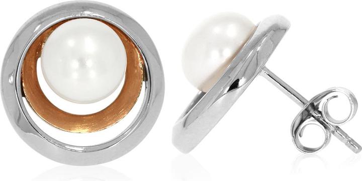 Image du produit Xen Clous d'oreille bicolores avec perle d'eau douce blanche de culture (Argent sterling 925)