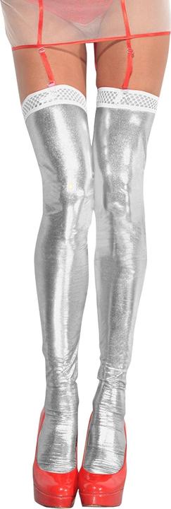 Produktbild Me Seduce weisse Wetlook Strümpfe ST03 Kitz (L, XL)