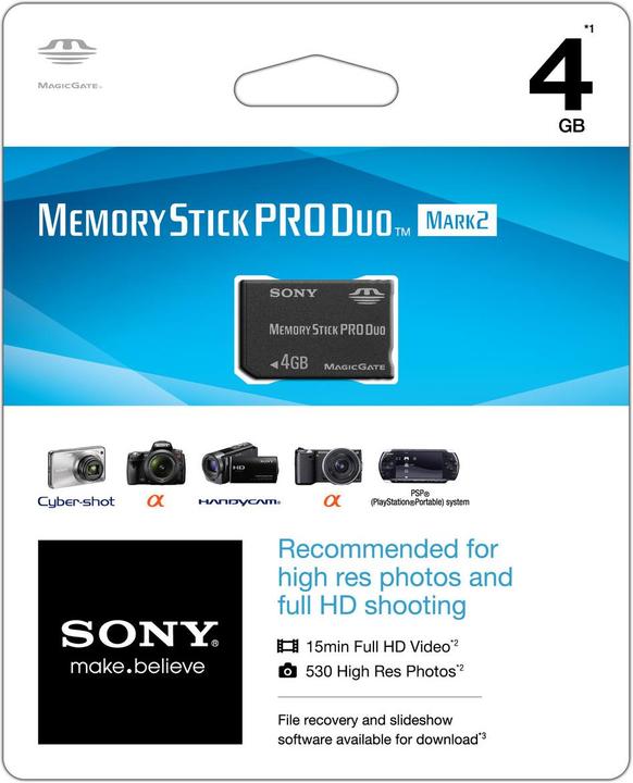 Image du produit Sony Memory Stick Pro Duo (4 Go, Memory Stick Duo)