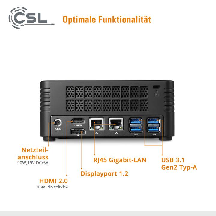Actual product image CSL Mini-PC X300 / 5600G / 16GB / 500GB SSD / Windows 11 Pro (AMD Ryzen 5 5600G, 16 GB, 500 GB, AMD Radeon Graphics)