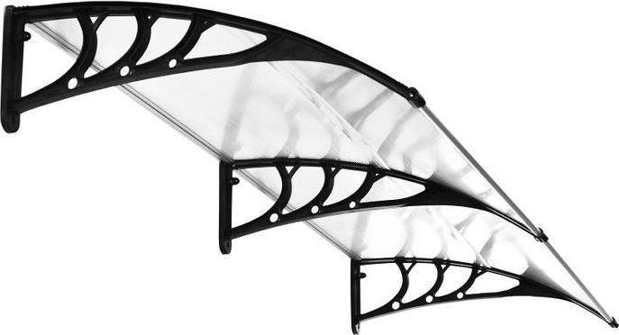Actual product image Swisshandel24 Canopy for front door 75x195x23 cm 5mm polycarbonate aluminium transparent