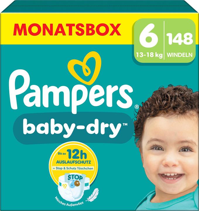 Pampers Baby-Dry (Gr. 6, Monatsbox, 148 Stück)