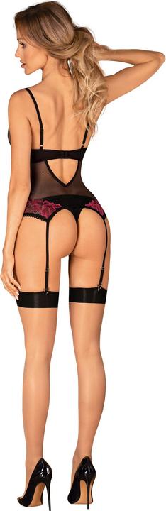 Image du produit Obsessive Corset avec Jarretelles Rosenty - Noir/Violet (XL)