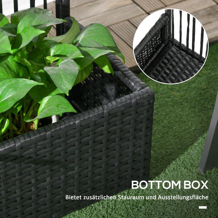 Immagine prodotto Swisshandel24 Letto rialzato in polyrattan con traliccio, fioriera, fioriera, aiuola, nero, 103x103x29cm