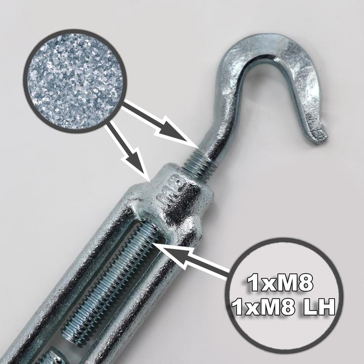 Produktbild Aquagart 10 Seilspanner für Wildzaun Fostzaun Spannschloss Drahtspanner 2 Haken