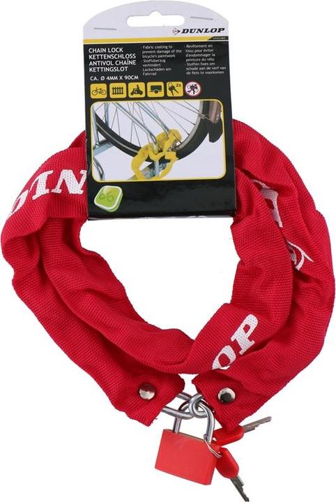 Produktbild Dunlop Thiebstahlsicheres Fahrradschloss 90 cm (Rot) (90 cm)