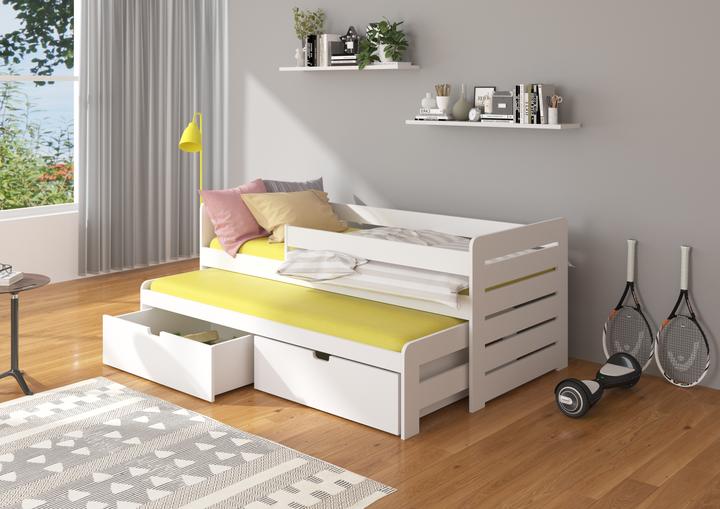 Actual product image ADRK Furniture Double Bed with Railing and Mattresses TOMI 200x90 (200cm x 90cm)