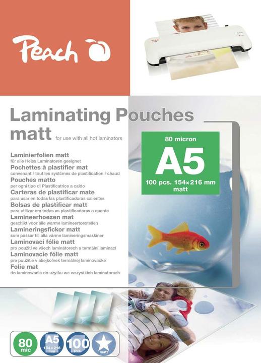 Actual product image Peach Laminating films A5 (154x216mm), 80mic, matt (A5, 100 Piece, 80 µm)
