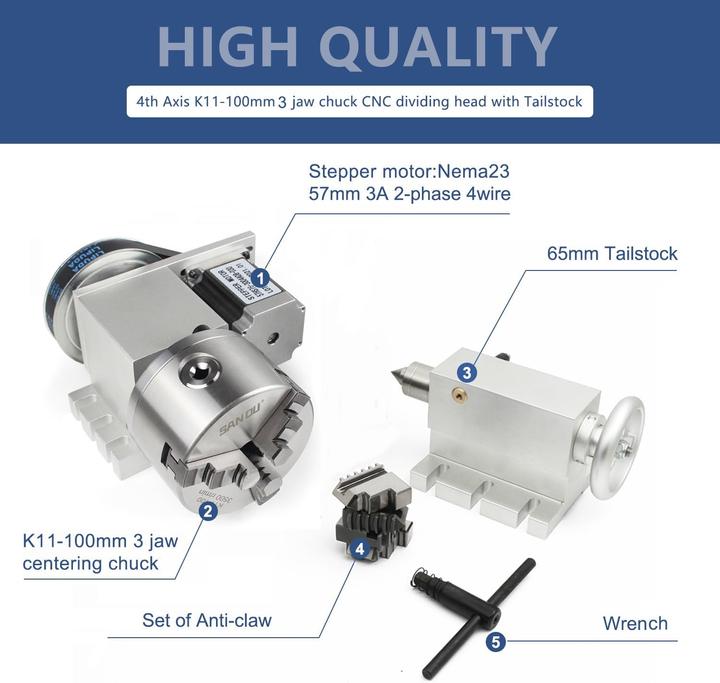 Image du produit Rattmmotor Kit 4e axe K11-100mm pour CNC