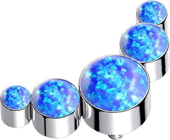 Produktbild Star Piercing Dermal Anchor silber fünf Opale blau (ohne Messing, Titan G23)