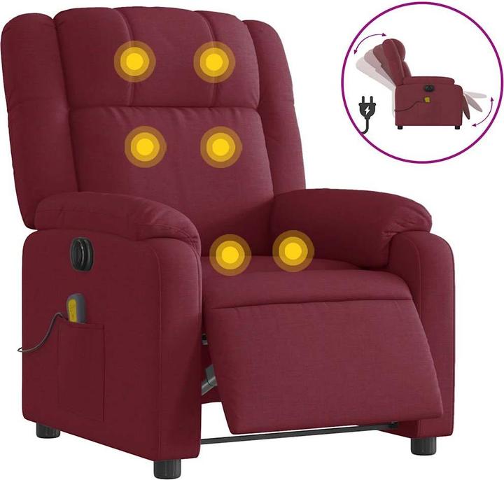 Produktbild VidaXL Massagesessel Weinrot Stoff,Farbe: Weinrot,Material: Stoff