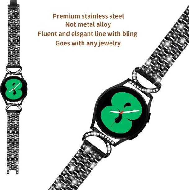 Immagine prodotto MU Style Bracciale di ricambio in metallo con pietre scintillanti della serie GH (20 mm, Lega metallica)