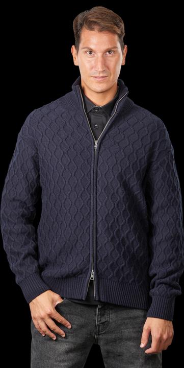 GANT Cable Zip Cardigan Evening Blue