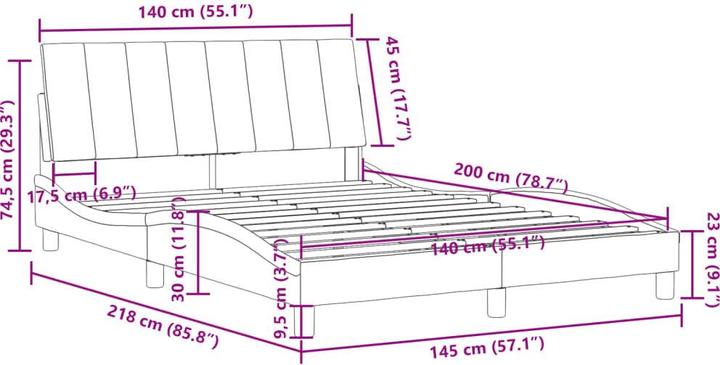 Immagine prodotto VidaXL Struttura letto con testiera in velluto (140 x 200 cm)