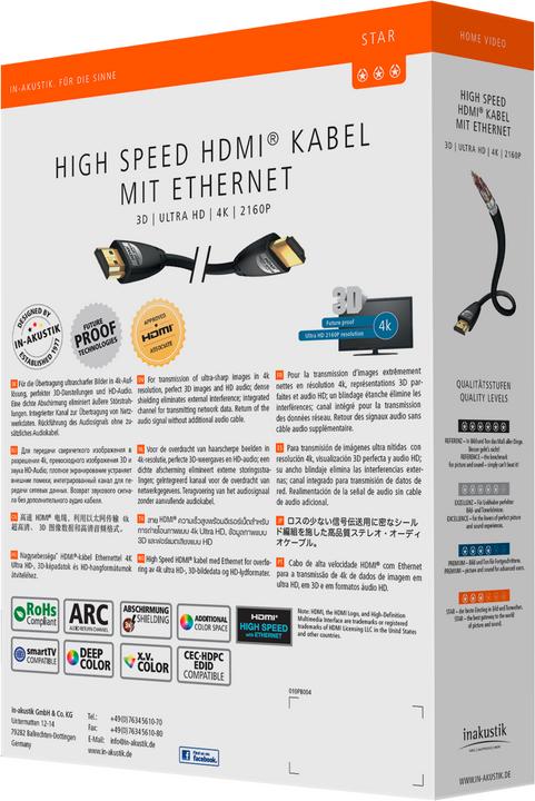 Produktbild Inakustik HDMI (Typ A) — HDMI (Typ A) (7.50 m, HDMI)