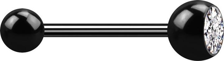 Actual product image Star Piercing Micro barbell black with ball and ball crystal silver (Surgical steel 316L, without brass)